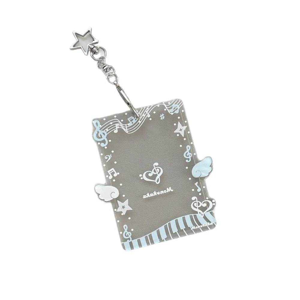 Cute Acrylic Photocard Holder Music Pendant Photo Card Protector Portable Transparent ID Badge Holder For ID Badge