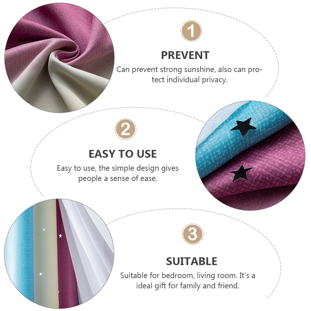 

2Pcs Gradient Color Double-Layer Window Curtain Blackout Shading Window Curtain Bedroom Living Room Curtains Shading Curtains