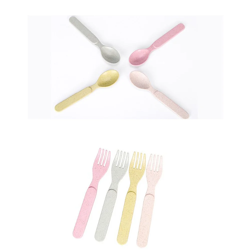 

Wheat Straw 3-Piece Tableware Set Spoon Chopsticks Fork Portable Travel Camping Kids Utensil Set Kids Spoon Chopsticks