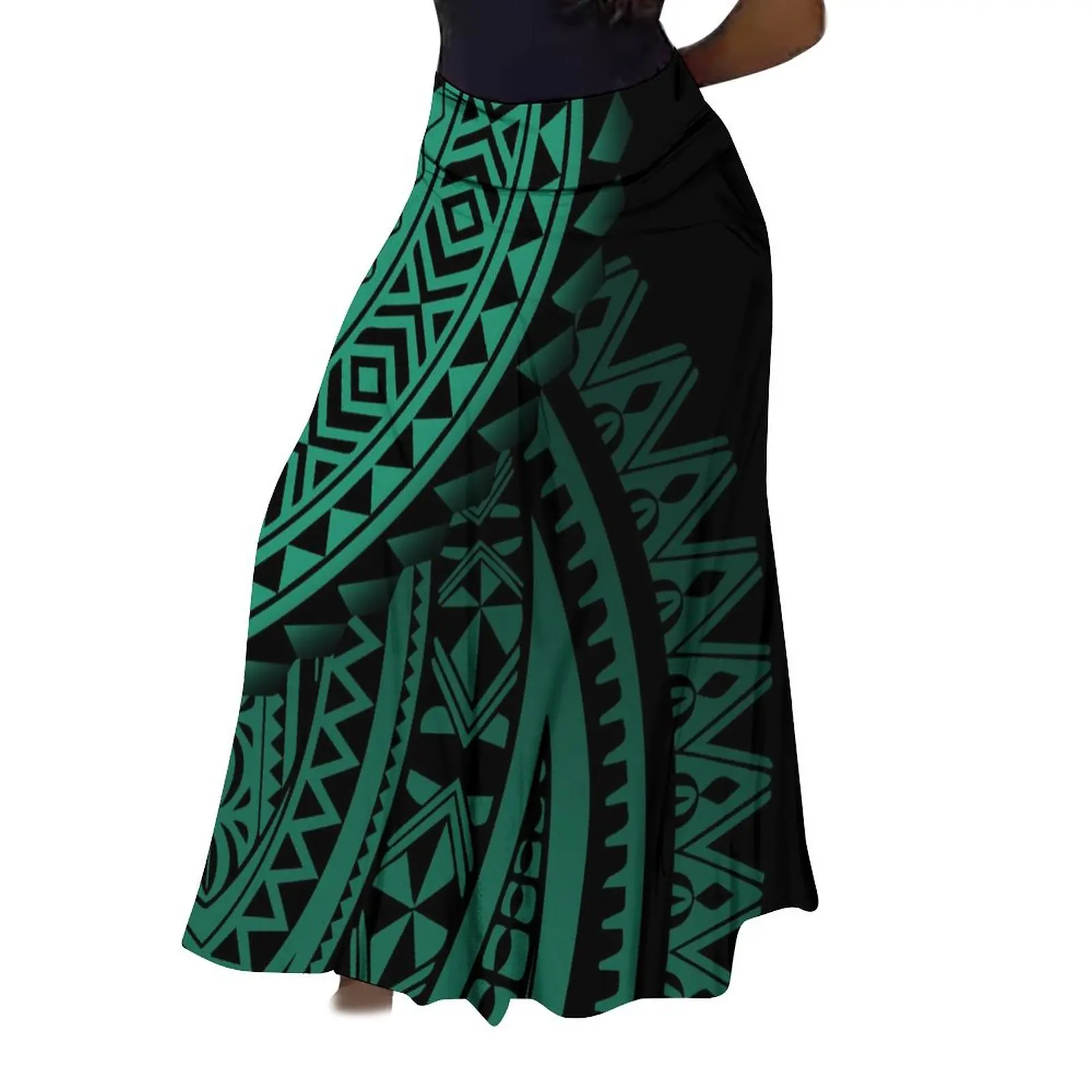 Hawaiian Island Dance Performance High Waist Skirt Polynesian Island Ethnic Pattern Skirt Casual Loose Floor-Length Dress