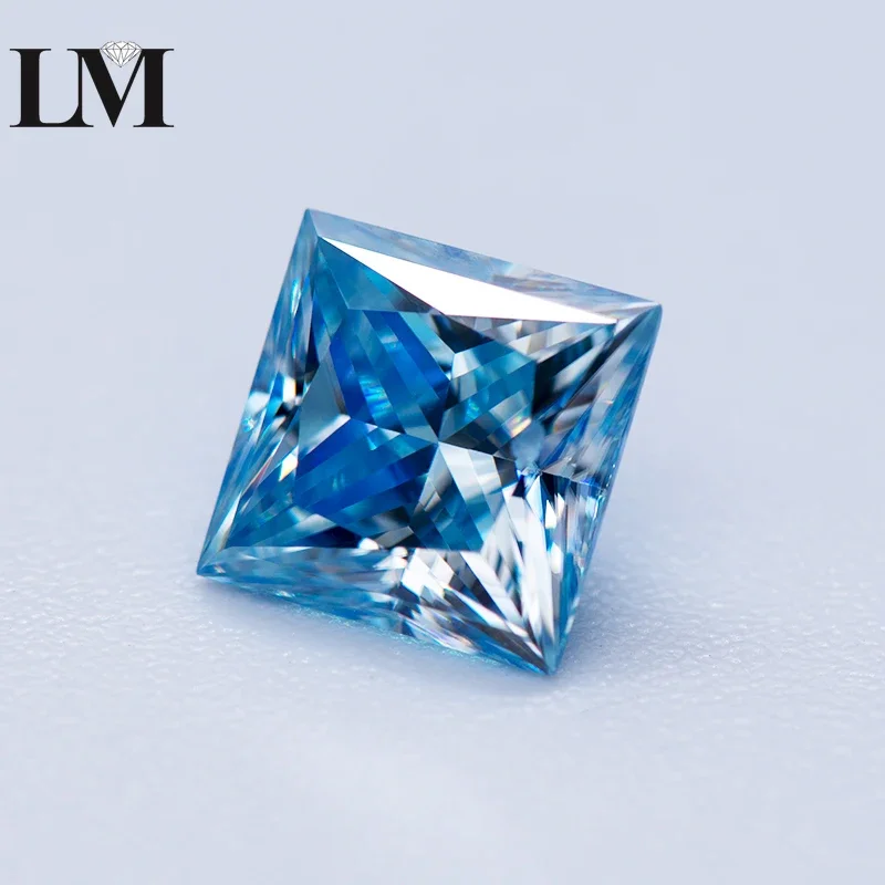 Moissanite Stone Ice Blue Color Princess Cut Lab Grown Diamond Gemstone Advanced Jewelry Making Material With GRA Certificate