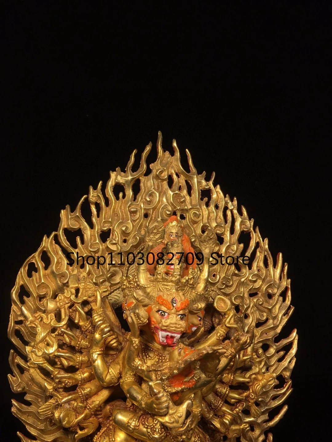 Tibetan Tantra Brass Mud Gold Painting Face Drawing Daweide King Kong Happy Buddha Statue Statue Home Buddha Hall Ornament 28