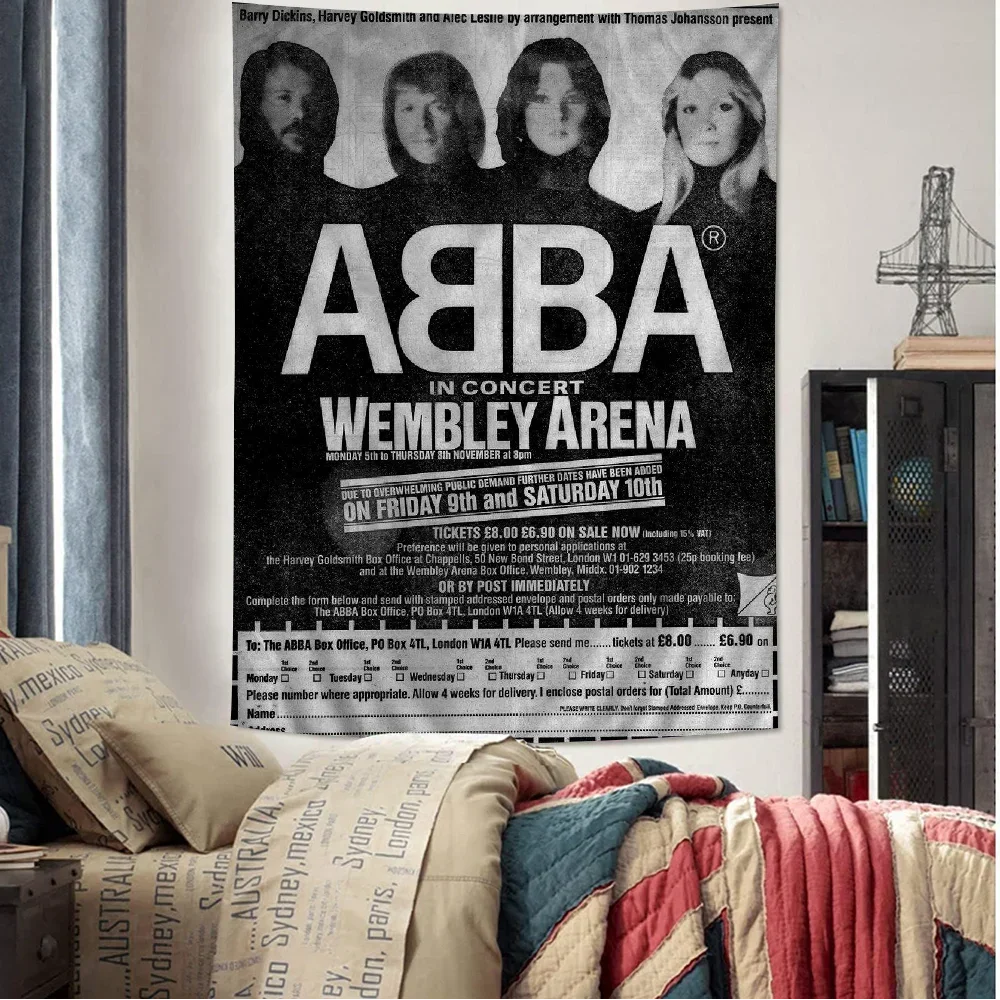 Classic Abba Band Colorful Tapestry Wall Hanging Hippie Flower Wall Carpets Dorm Decor Japanese Tapestry