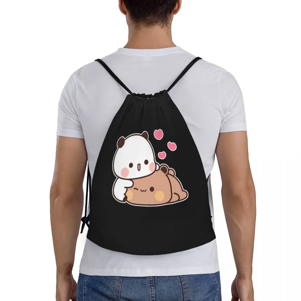 

Panda Brownie Bear Mochi Cats Backpacks Casual Portable Drawstring Bags Storage Bag Book Bags For Man Woman Students