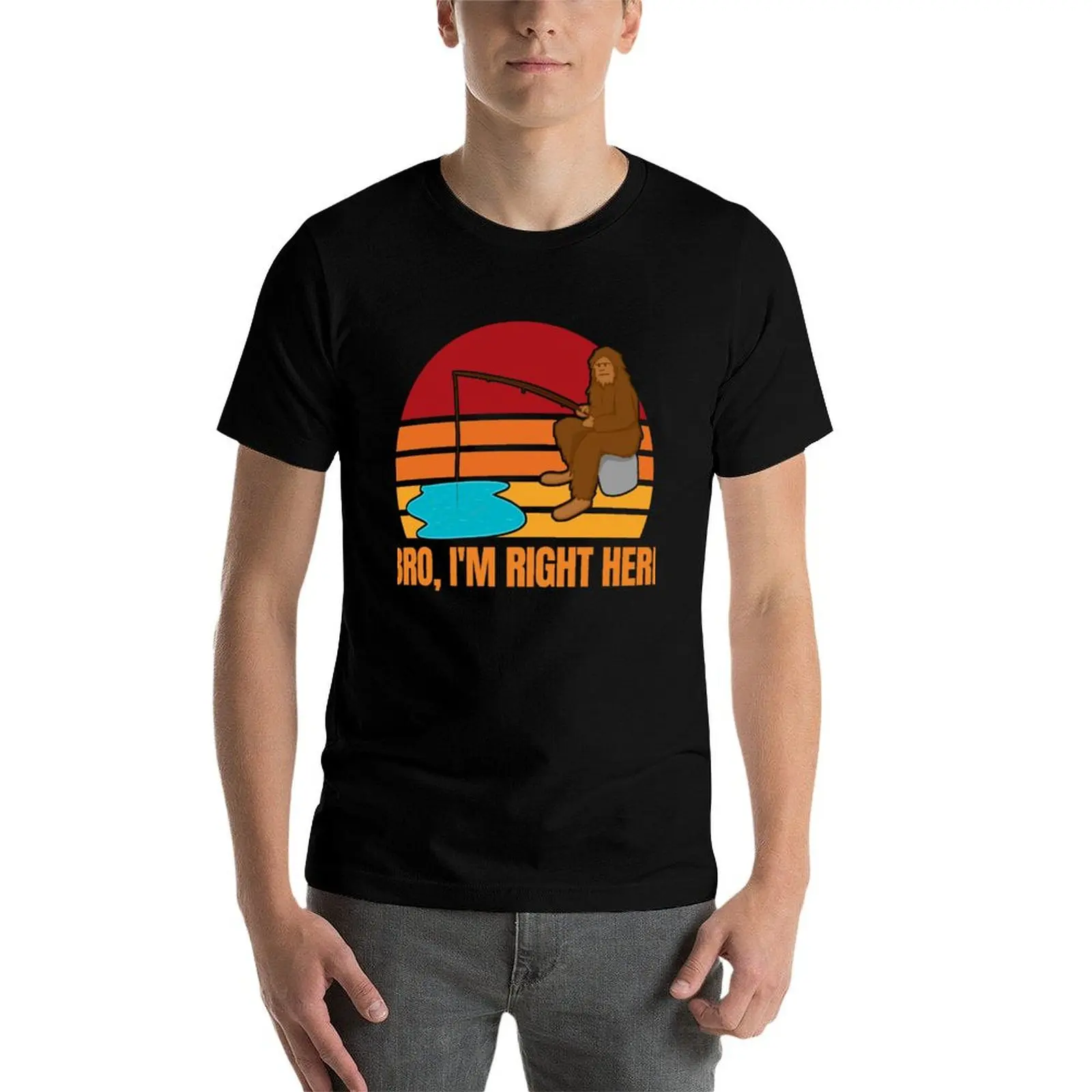 Fishing Bigfoot Undefeated Retro Sasquatch T-Shirt Short sleeve tee graphic t shirt vintage cute tops mens designer clothes