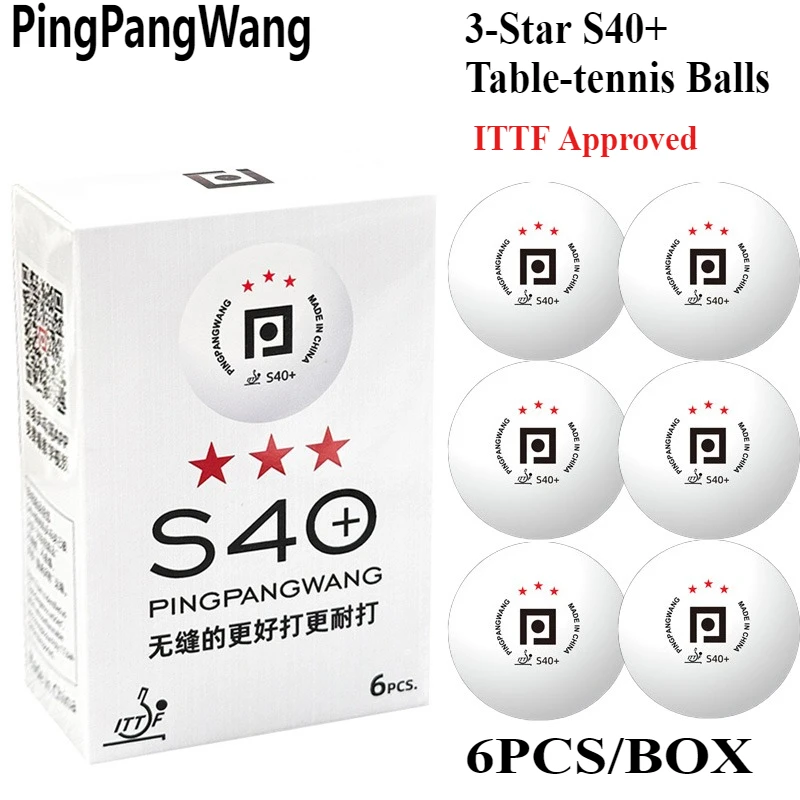 

PingPangWang 6/24PCS 3-Star S40+ Table-tennis Balls Seamed New Material Ping Pongs Ball ITTF Approved For Professional Training