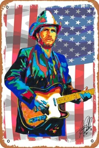 Merle Haggard Singer Steel Guitar Outlaw Country Music Poster Metal Tin Sign