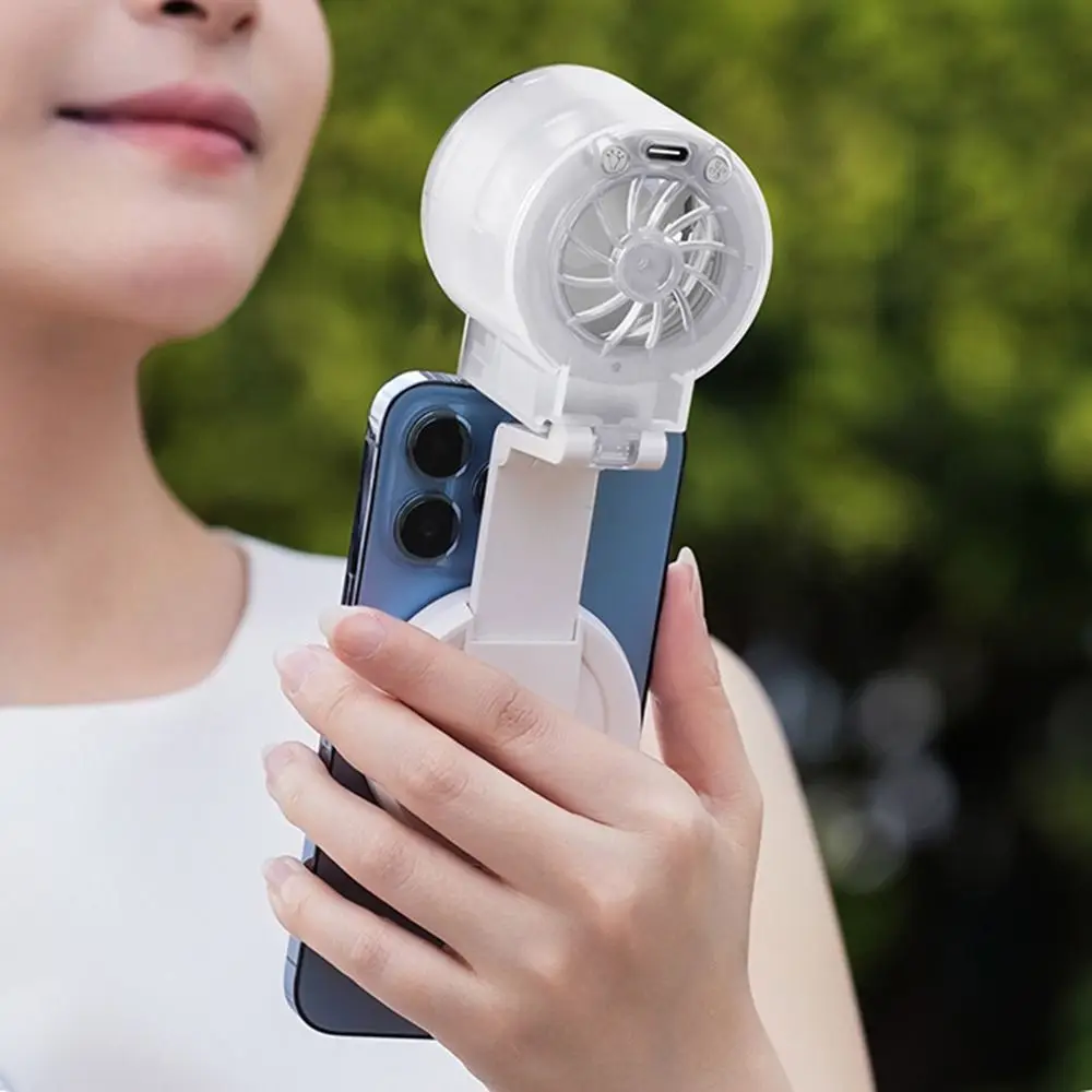 Magnetic Handheld Cooling Folding Fan Long Battery Three-speed Silent Fans USB Charging with Fill Light Cooling Essential Fan