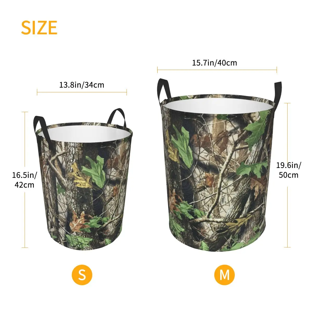 Custom Real Tree Camouflage Camo Pattern Laundry Basket Foldable Large Clothing Storage Bin Baby Hamper