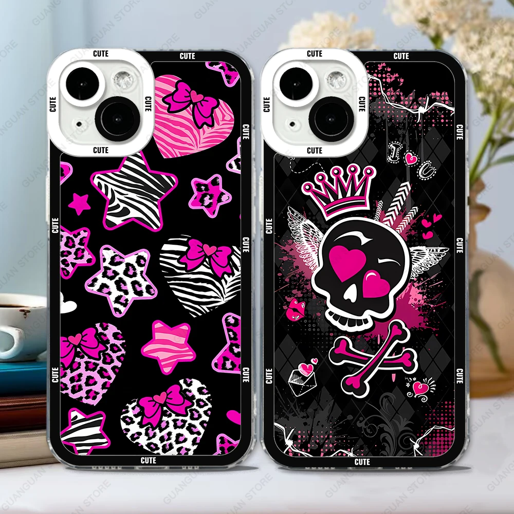 Y2K Style Cute Phone Case For iPhone 16 15 14 13 Pro Max 12 Mini 11 XS X XR SE 7 8 Plus Soft Cover