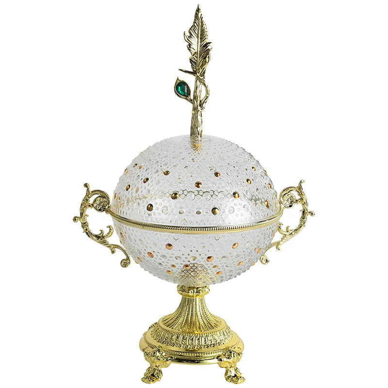 

European-style home soft decoration model room home living room dining table coffee table decoration high-end glass fruit plate