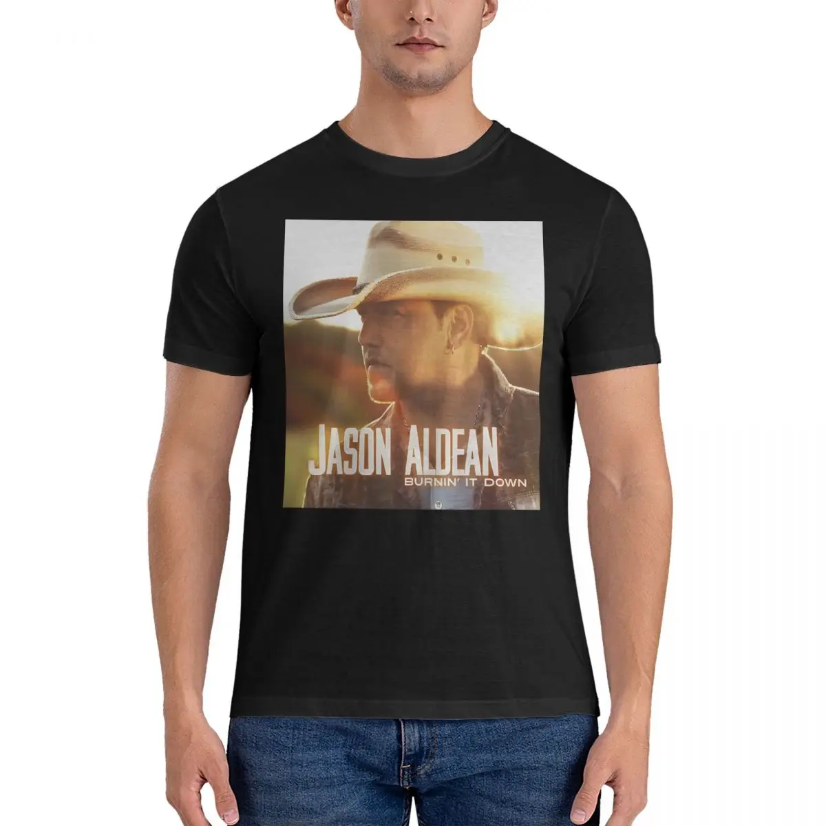 Burn It Down 2021 Dedekyo T-Shirt Men Jason Aldean Novelty Pure Cotton Tee Shirt Crewneck Short Sleeve T Shirt Gift Idea Clothes