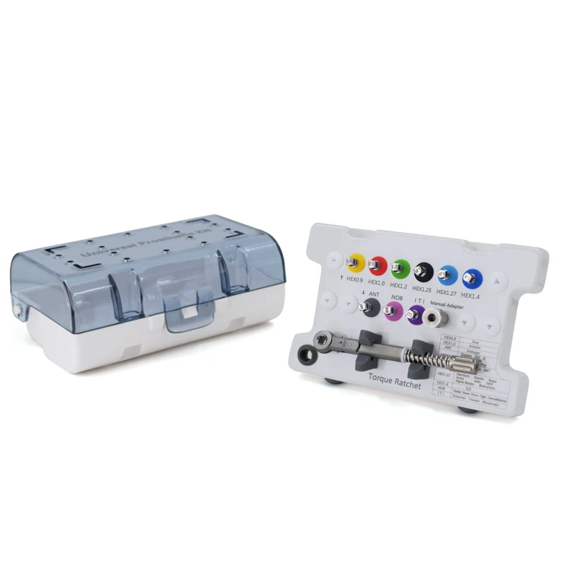 Universal Prosthetic Kit with Anti-slip Hand Dental Implant Torque Wrench 9 Needles - Force Grip Non-Slip Design