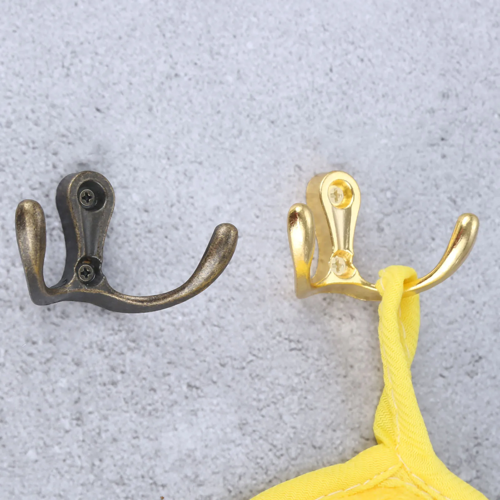 4pcs Double Head Hooks Wall Mounted Hanger w/screws Antique bronze/Gold Coat/Key/Bag/Towel/Hat Holder Bathroom Kitchen 53x30mm