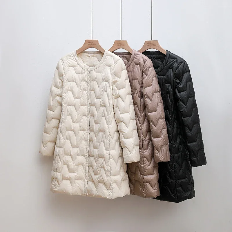 

2024 Winter New Fashion Long Women Down Jackets Plus size Female Casual Slim Ultra Lightweigh White Warm Coat