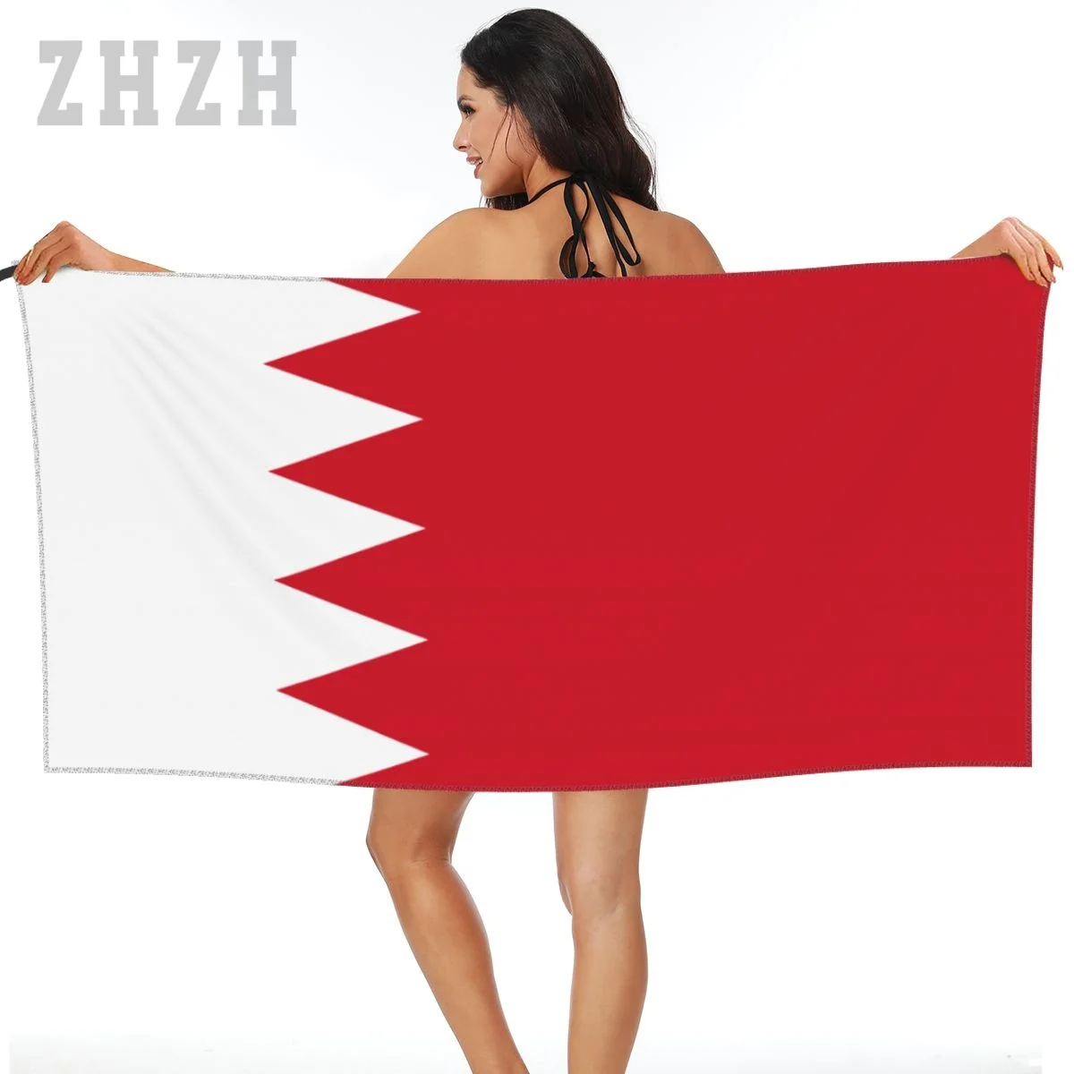 

More Design Bahrain Flag Emblem Bath Towel Quick dry Microfiber Absorbing Soft Water Breathable Beach Swimming Bathroom