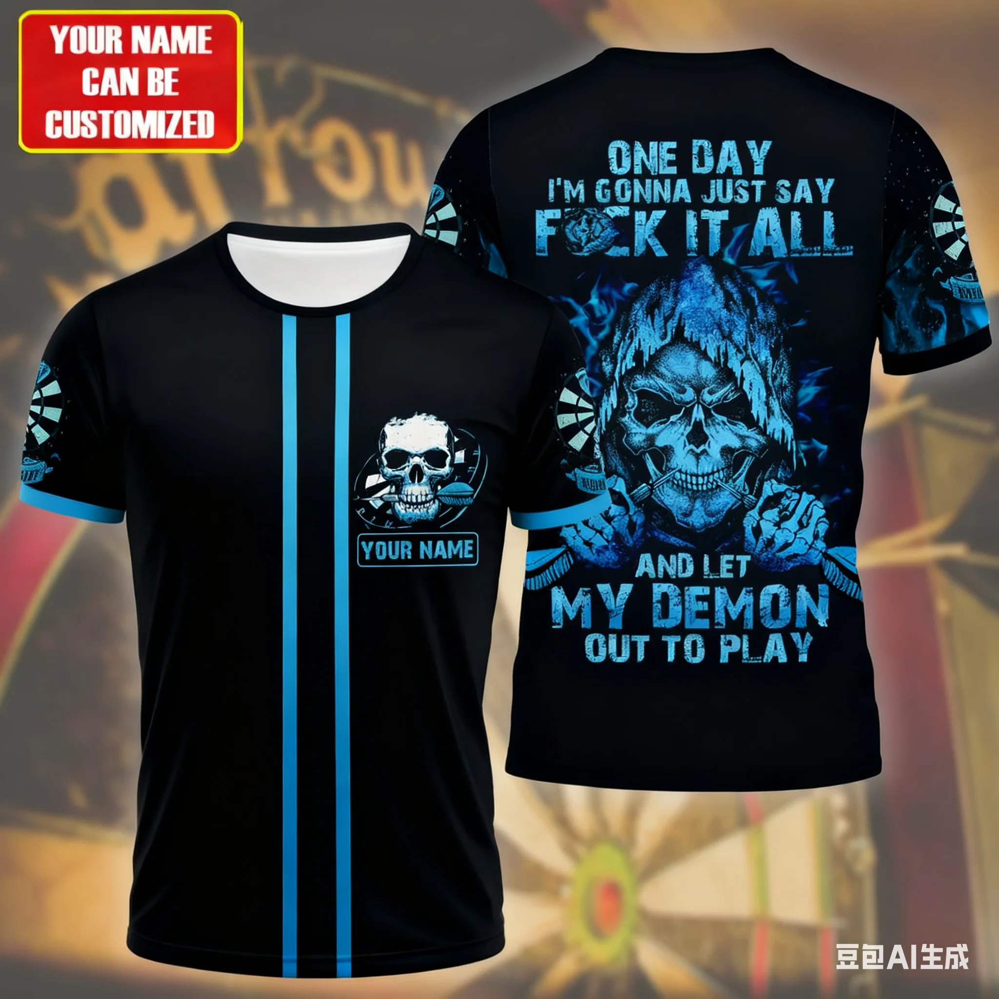 

Funny 3D Dart Print Men's T Shirt Casual O-neck Short Sleeve Tops Fashion Personalization Name Club T-Shirts Summer Sports Tees