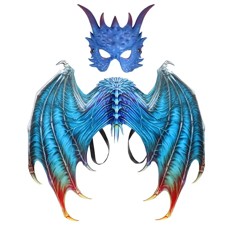 Masque de théâtre Dragon Wings pour hommes et femmes, ensemble d'ailes, costume de scène, cadeau mignon pour enfants, fête, accessoires de cosplay d'animaux, cadeau de carnaval