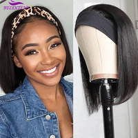 Short Bob Headband Wigs 150% Density Brazilian Human Hair Wig 12 inch Bob Wig Human Hair For Daily Use High Quality Wig No Glue