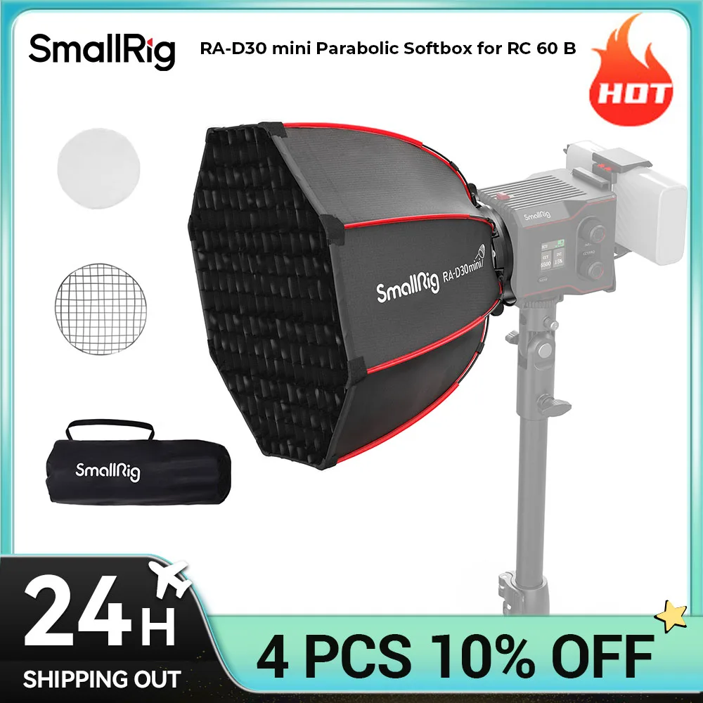 SmallRig RC 60B COB Mini Parabolic Softbox RA-D30 29cm Quick Release Compatible with SmallRig RC 60B COB LED Video Light - 4358