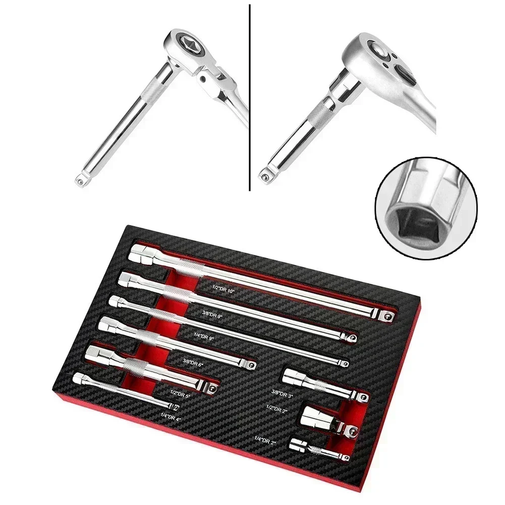 

Крепежный ключ с храповым механизмом, автомобильное обслуживание, универсальные варианты расширения, лоток из ЭВА для хранения, термообработанная конструкция