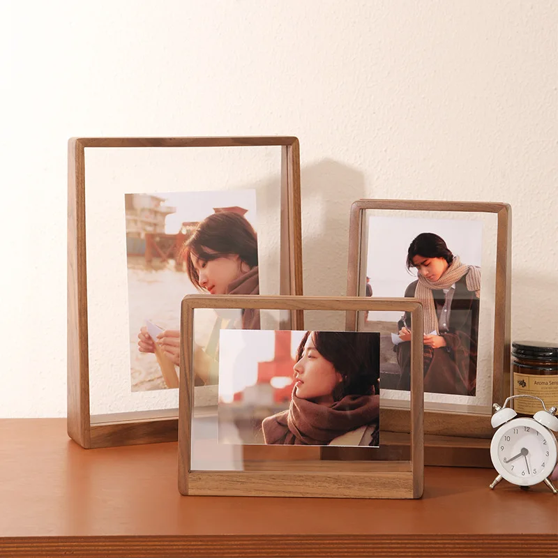 Trapezoidal Beech Wood Photo Frame Creative Solid Wood Tabletop Picture Frame Home Decoration Stylish Elegant Photo Frame