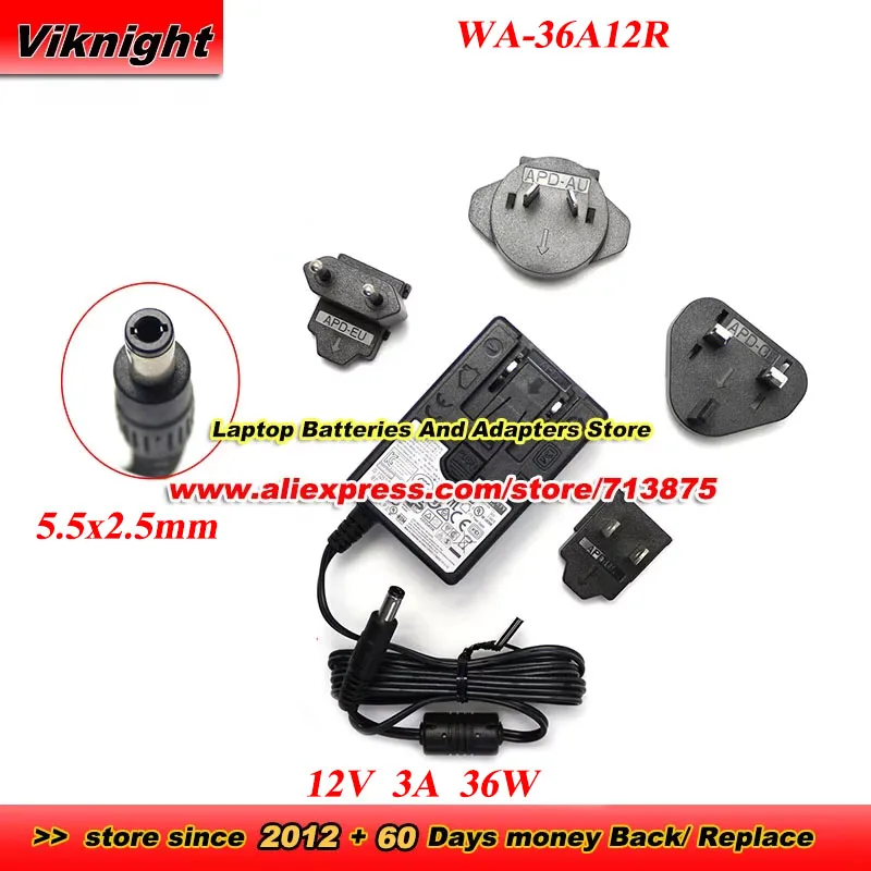 New WA-36A12R AC Adapter 12V 3A 36W Power Supply With 5.5X2.5mm Tip Power Charger