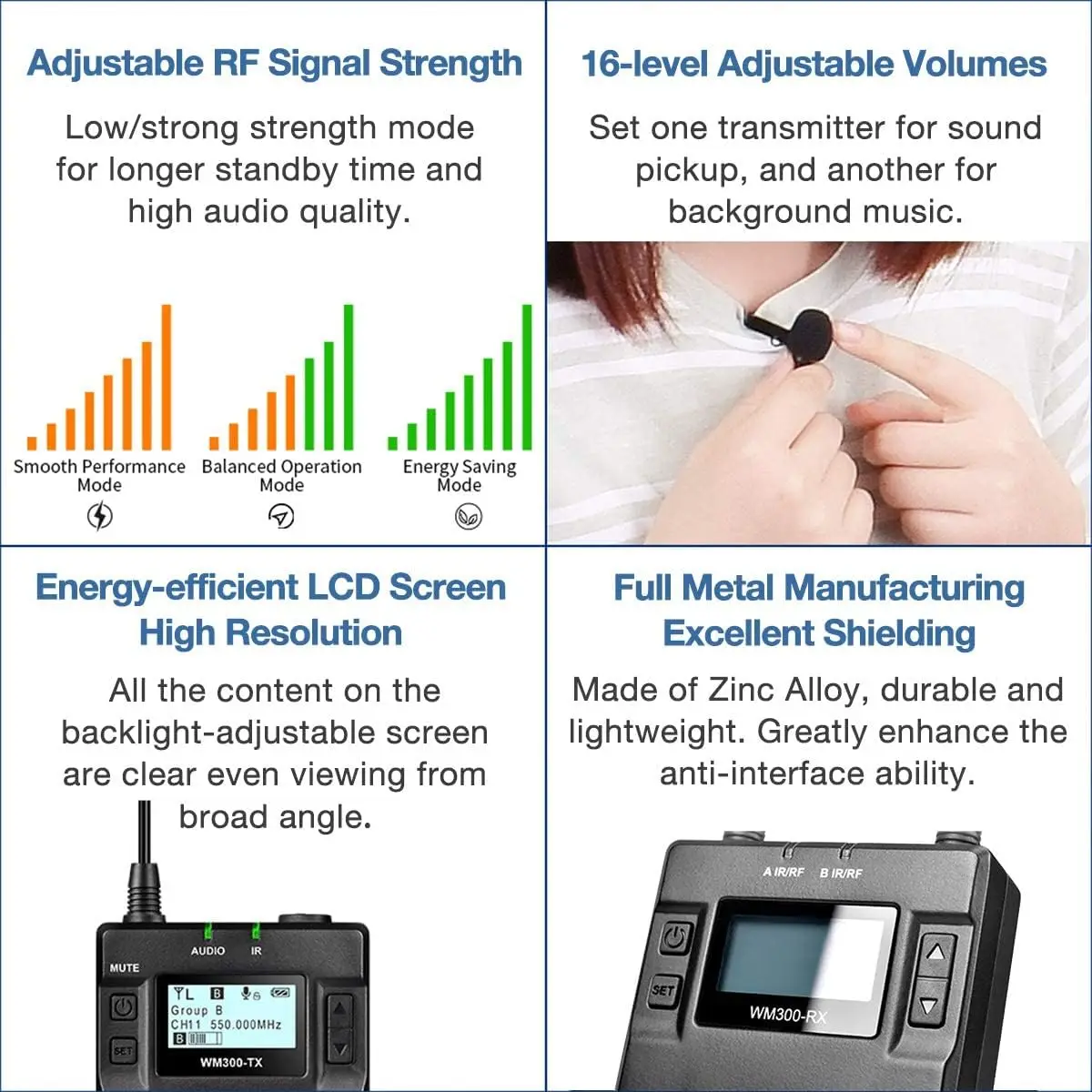 نظام ميكروفون لاسلكي، CVM-WM300(C) 96 قناة UHF 1 جهاز إرسال و1 ميكروفون استقبال لطية صدر السترة لـ Vlog YouTube Lav Mic لـ DSLR #6
