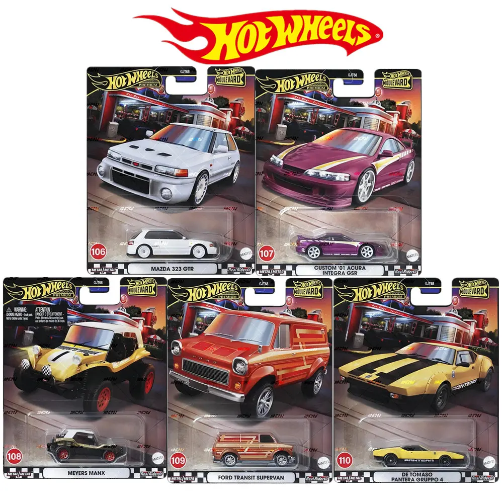 Mattel 5 buah Set Hot Wheels 1/64 Boulevard 22 Series Mazda 323 Gtr Meyers Manx De tomas-pantera Gruppo 4 koleksi mainan mobil