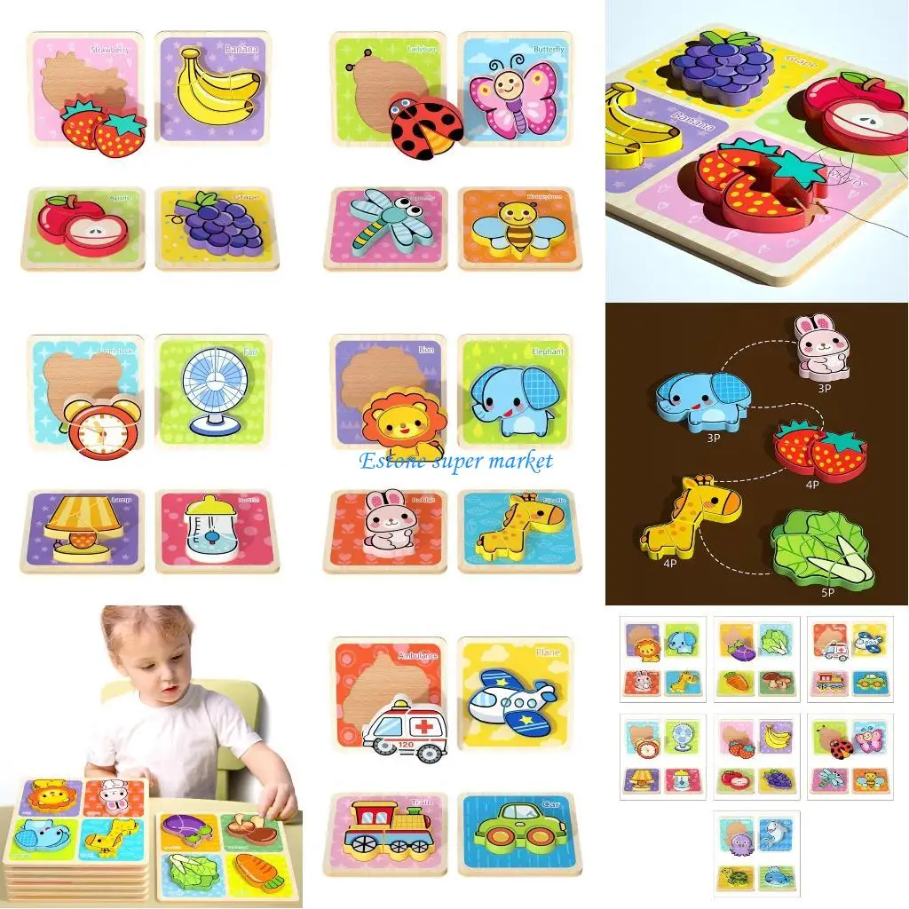 090B الكرتون بازل قطع لعبة متعددة موضوع بازل قطع بنة مرحلة ما قبل المدرسة التعليمية لعبة تدريب الدماغ للطفل الصغير #1