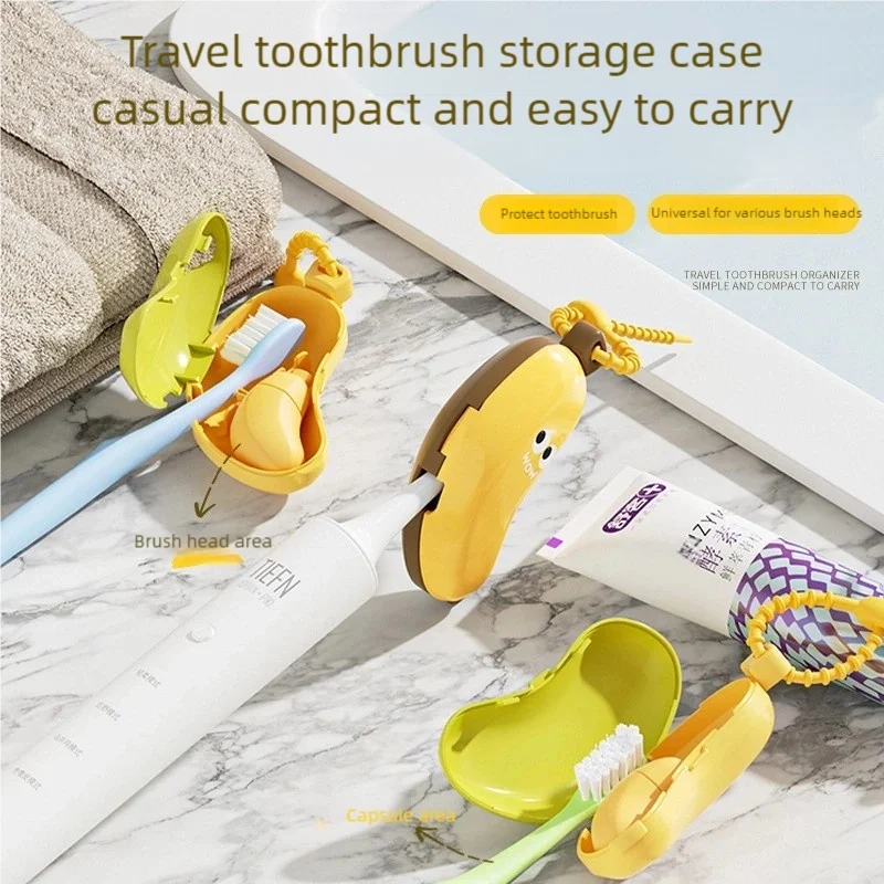 Banana Toothbrush Protective Cap with Toothpaste Storage Box - Compact and Convenient - Essential Toothbrush Cover for Travel