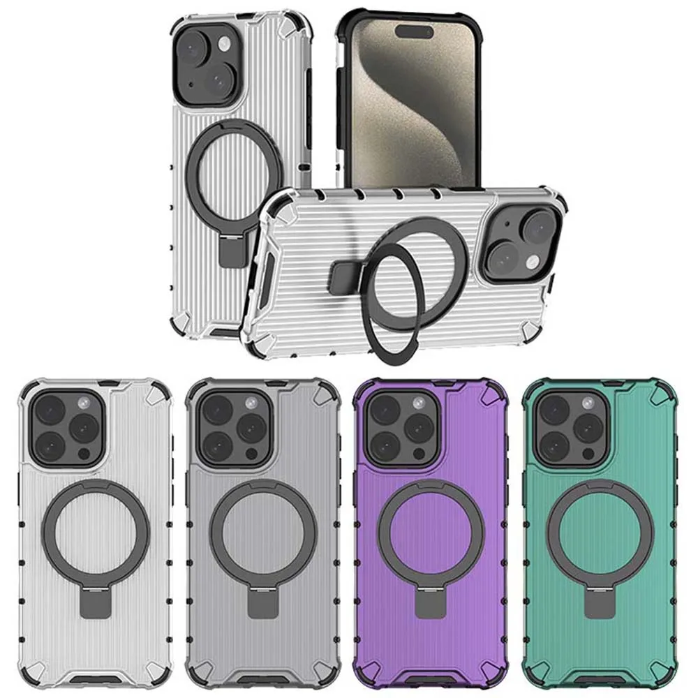 เคสขาตั้งแม่เหล็กสไตล์ตะแกรงสำหรับ iPhone 15 14 13 12 11 PRO MAX ฝาครอบกันกระแทก PC