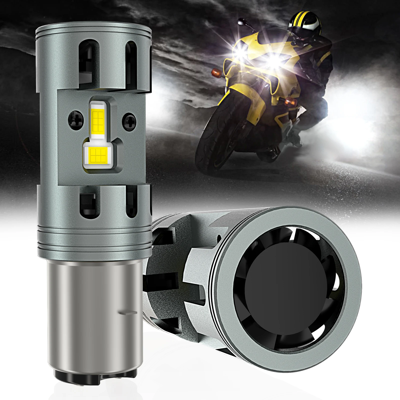 

BA20D LED Motorcycle Light Hi/Lo Beam Conversion Kit for Motorbike ATV UTV Headlight fan 3000LM 12V 6000K