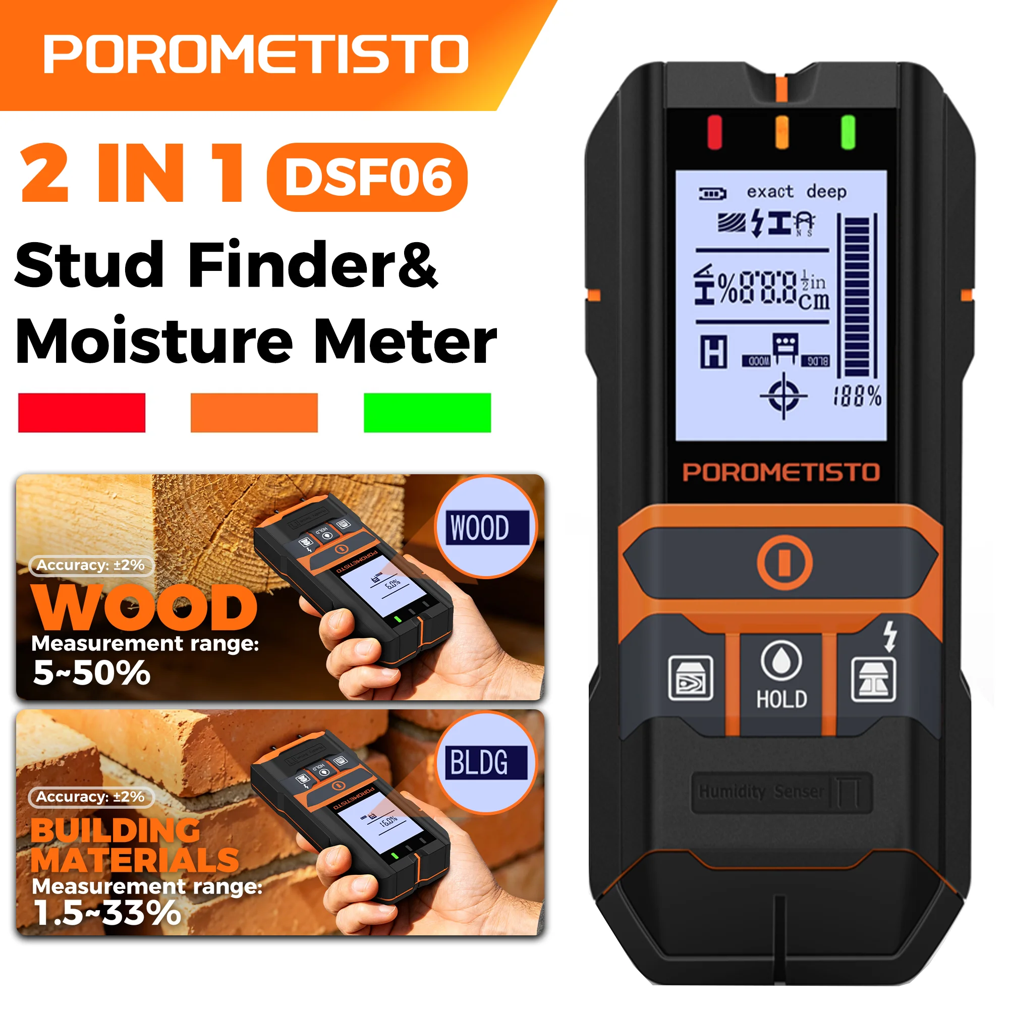 Pipe Detector Wall Scanner - Detector de montantes 2 en 1,