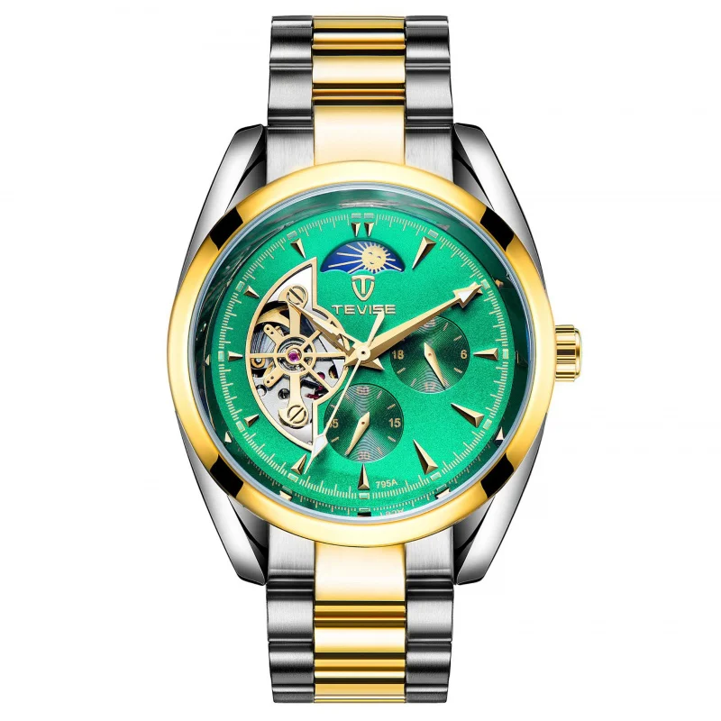 Men's Small Dial relógio mecânico automático, Estrela relógio mecânico, Oficial, WebsiteNew Tevise