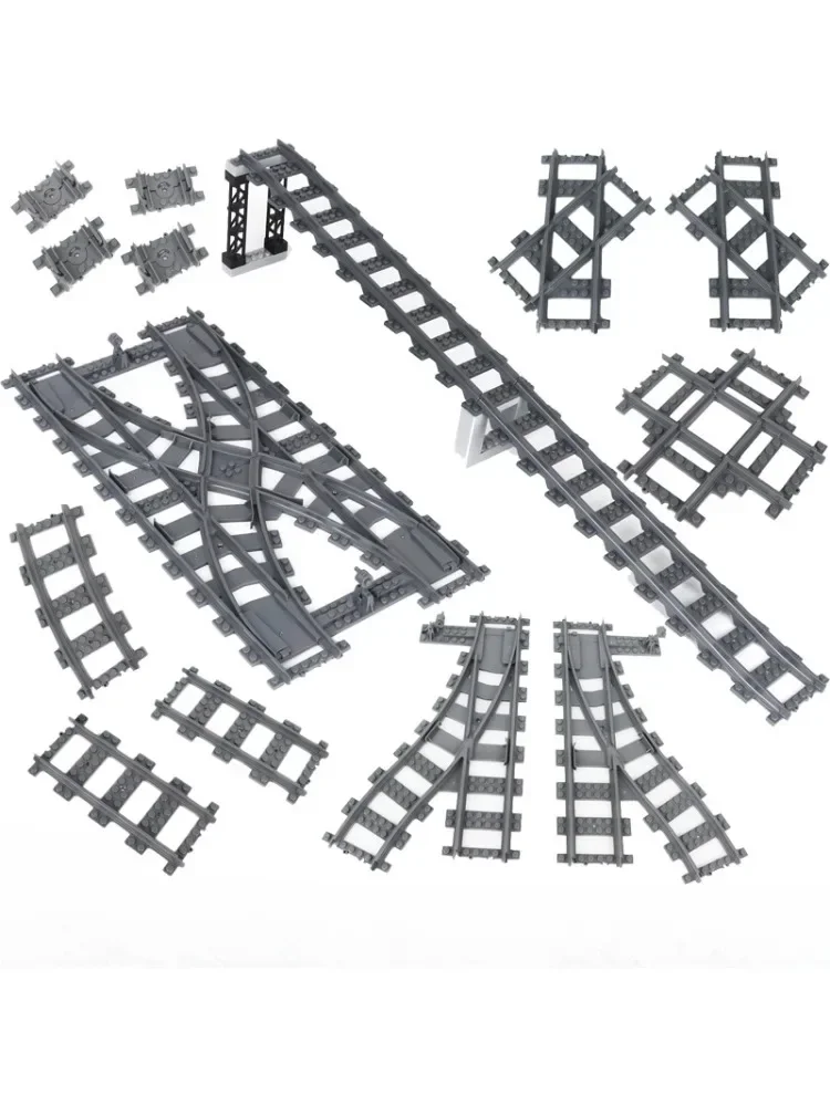 Décennie s de Construction de Train de Ville, Pièces de Briques de Rail Droit et Incurvé, Modèle de Tunnel de Pont, Voies Transversales Souples et Flexibles, Jouet MOC