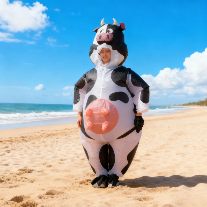 

Inflatable Cow Costume Cartoon cow Blow-Up Suit Halloween Party Christmas Carnival Cosplay Performance Dress-Up Novelty Outfit