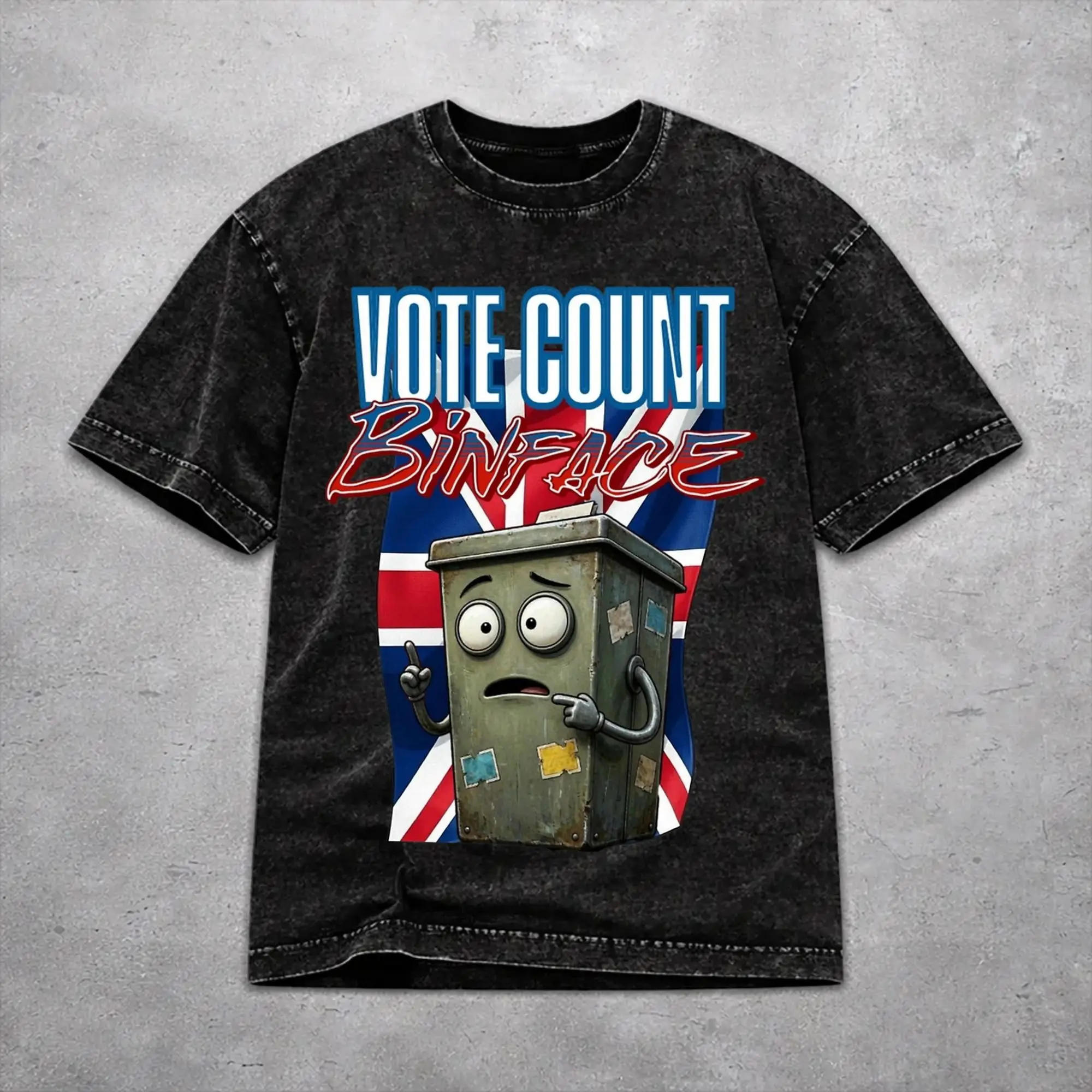 Stylish Vote Count Binface For Prime Minister  Apparel T-Shirts for Men Women  Cotton Washed Tee Shirt Clothes