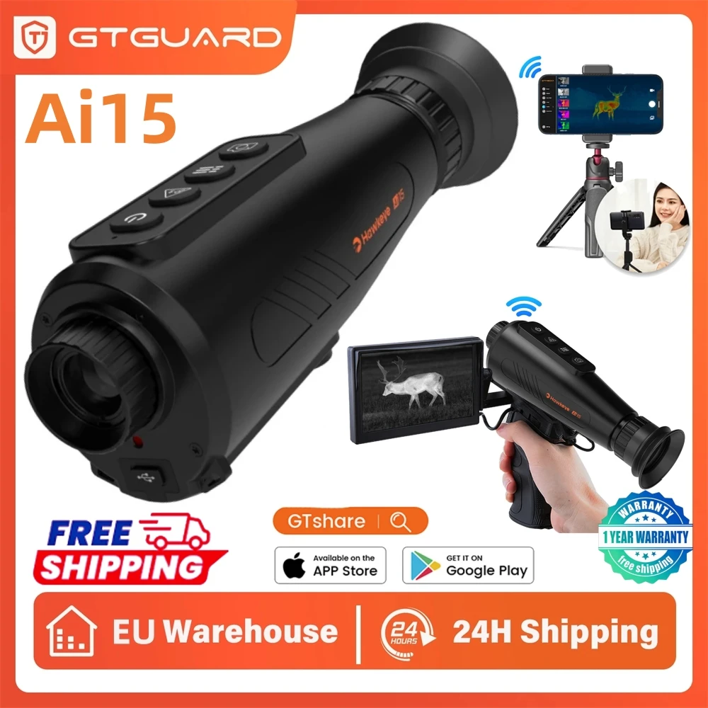 Wärmebildmonokular-Brille AI 384*288 Super-Auflösung HD-Sensor IR-Nachtsichtgerät Tag/Nacht für die Jagd