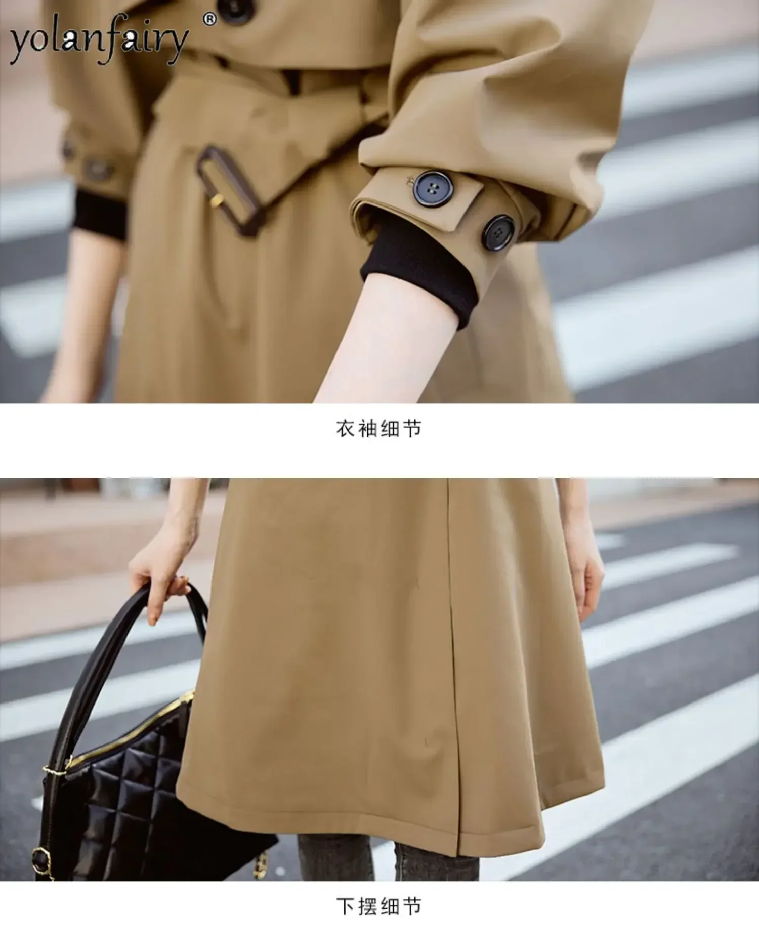 YOLANFAIRY Damski Płaszcz Futrzany Damski Prawdziwe Futro Królik Rex Parki Damska Wiatrówka Średniej Długości Odzież Robocza Talia Płaszcz Zimowy FCY39