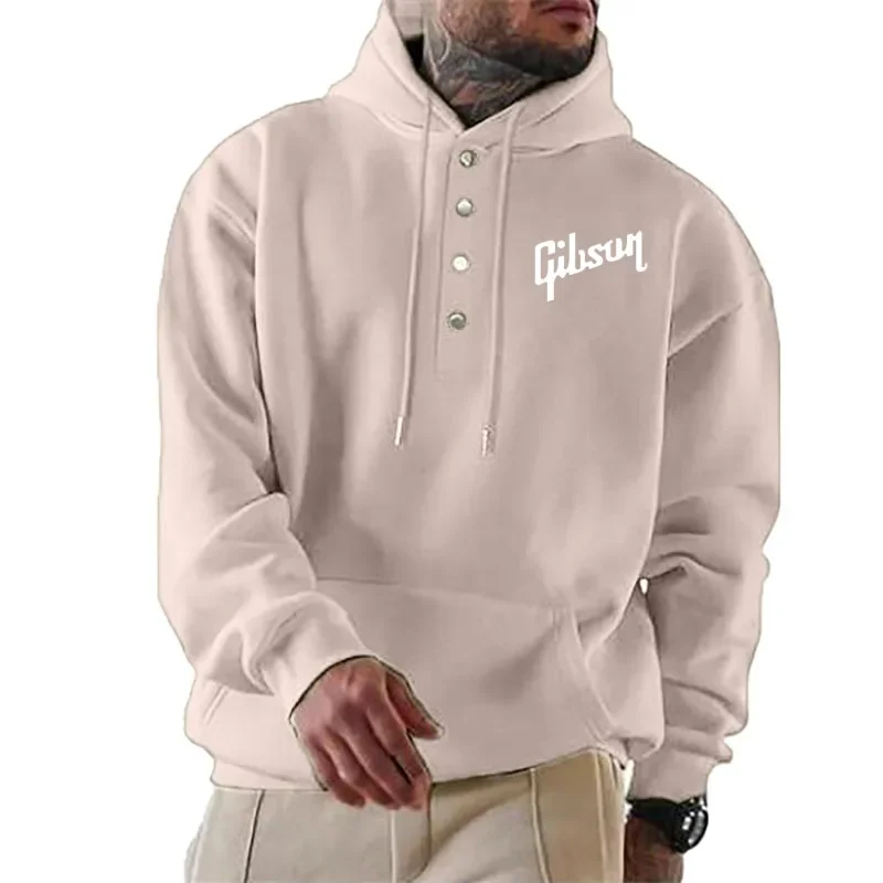 Gibson-Sudadera con capucha para hombre, suéter informal con estampado de moda, Color sólido, Tops sueltos, primavera y otoño, novedad de 2024