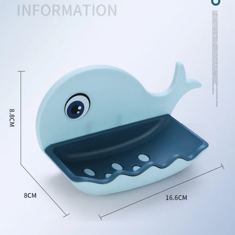 Portable Soap Dish with Drain for Travel No Punch Wall Mount Whale Shape Soap Holder Kitchen Bathroom Shower Organizer