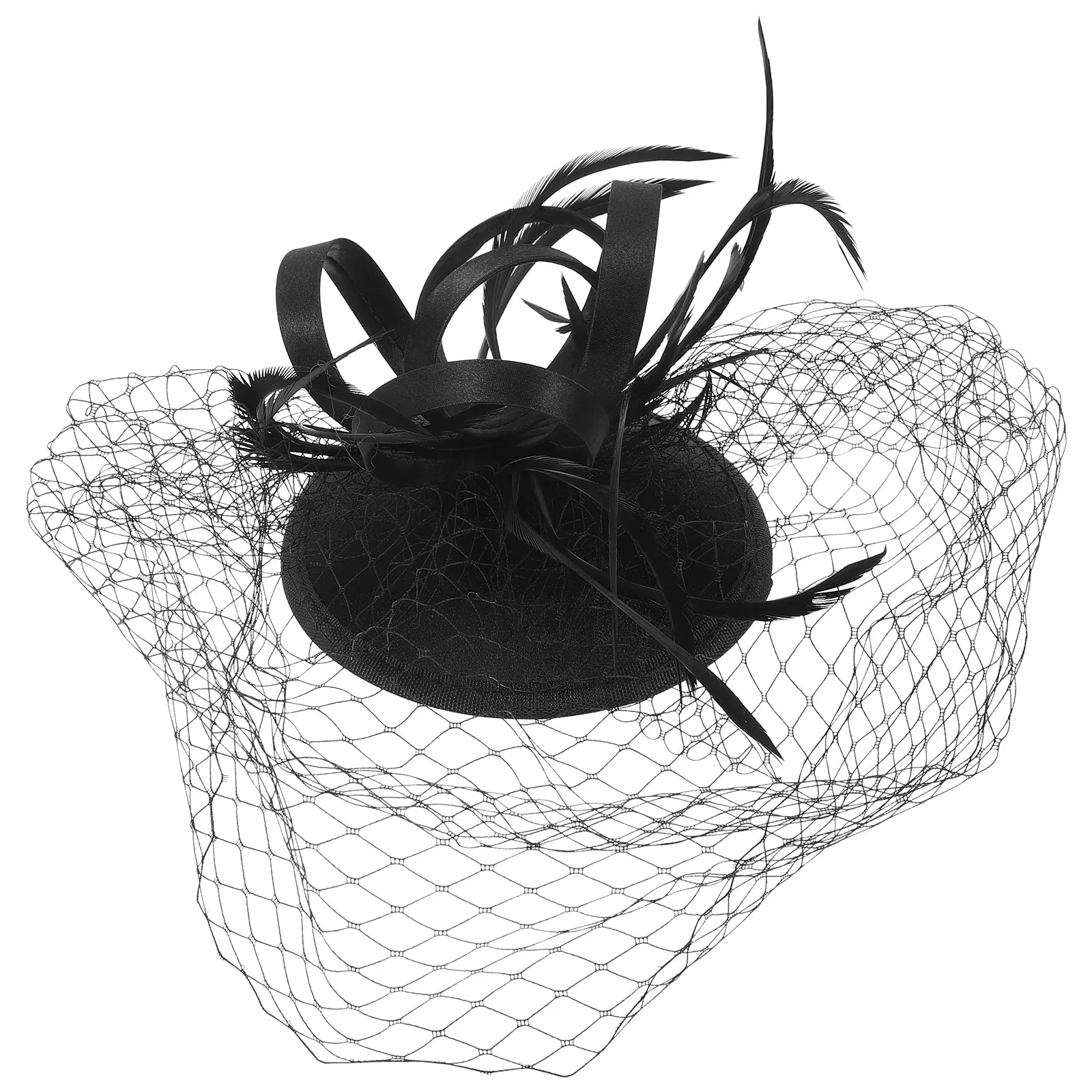 

1920s Bridal Fascinator Mesh Headdress Wedding Hair Accessories Black Bride Barrettes Women Fascinator Clip Tea Party Hairstyle