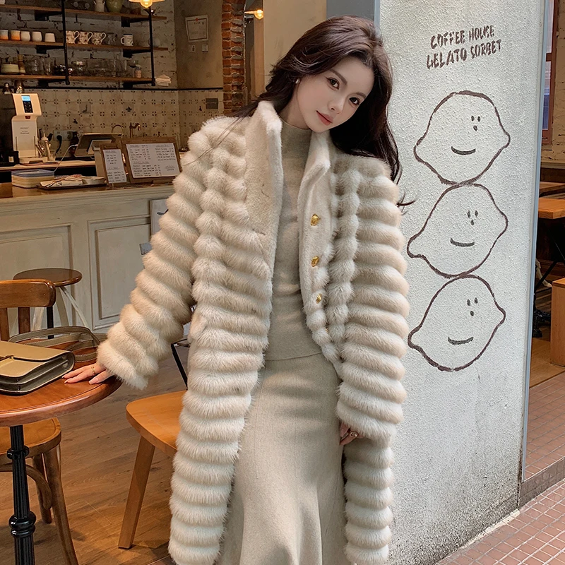 2025 نماذج جديدة الشتاء النساء الموضة الدافئة الطبيعية الجديدة الفاخرة الراقية Stylelong كم موضة معطف دافئ #6