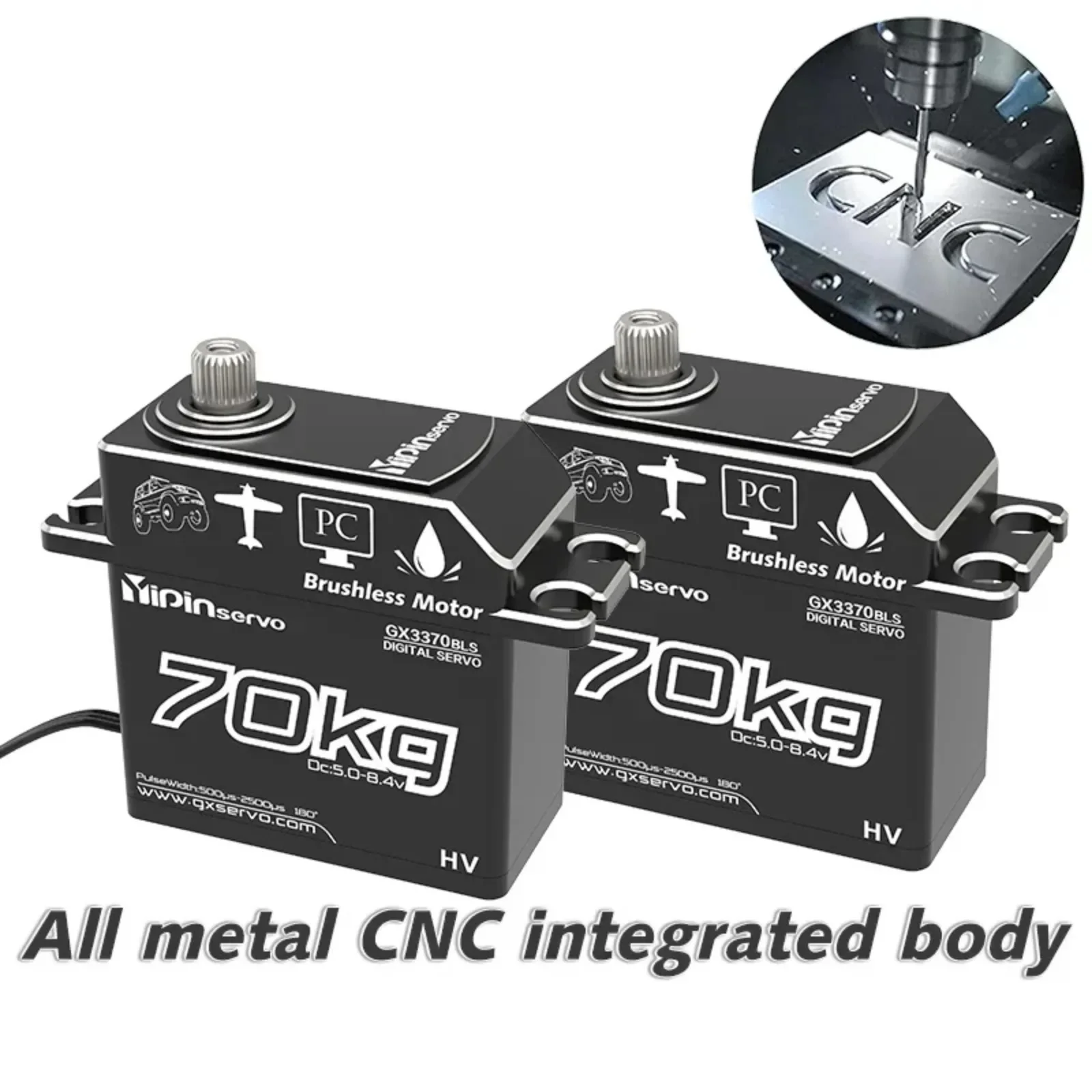 GX3370BLS 70KG Cyfrowy Bezszczotkowy Serwomotor Wodoodporny IP67 Pełny Metalowy Przekładnia ze Stali Nierdzewnej do Samochodów RC Łodzi Samolotów Helikopterów
