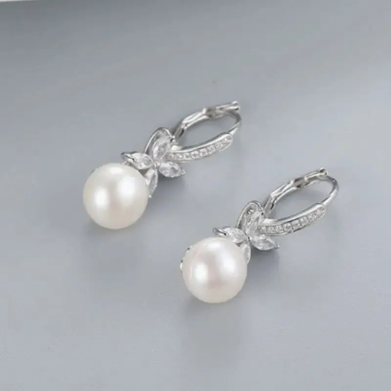 Women's Flower Style Pearl Earrings New Fashionable Exquisite French Princess Jewelry Popular Elegant Fashion