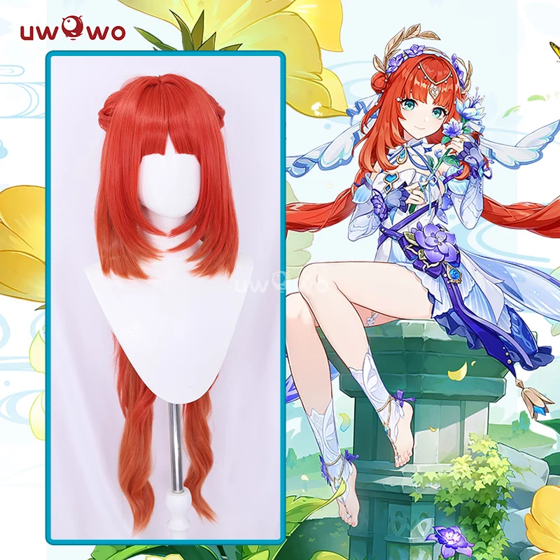 

UWOWO Nilou Wig Game Genshin Impact Nilou New Skin Breeze of Sabaa Cosplay Wig Light Red Brown Hair 90CM