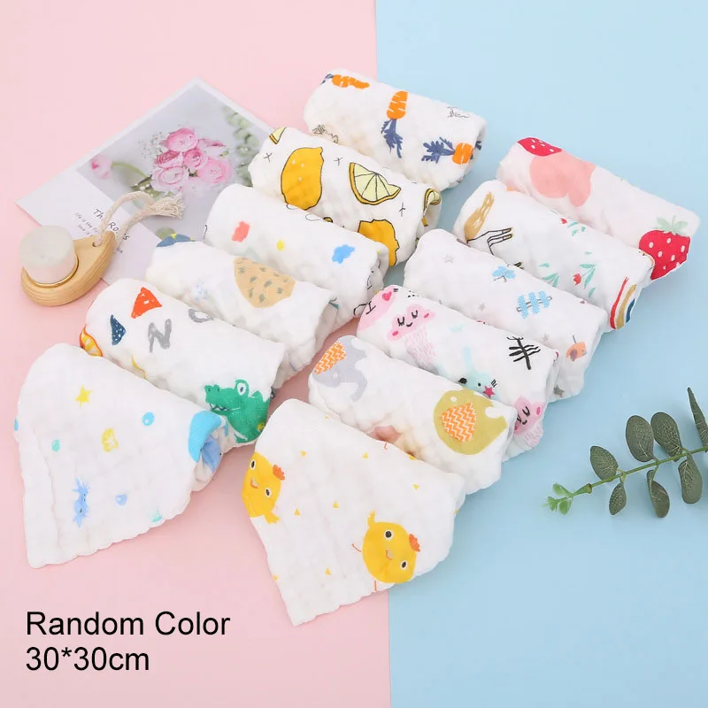 New Baby Burp Cloth High Density Cotton Bibs Cartoon Print Saliva Towel Baby Boys Girls Feeding Apron Cotton Infant Bandana Bibs