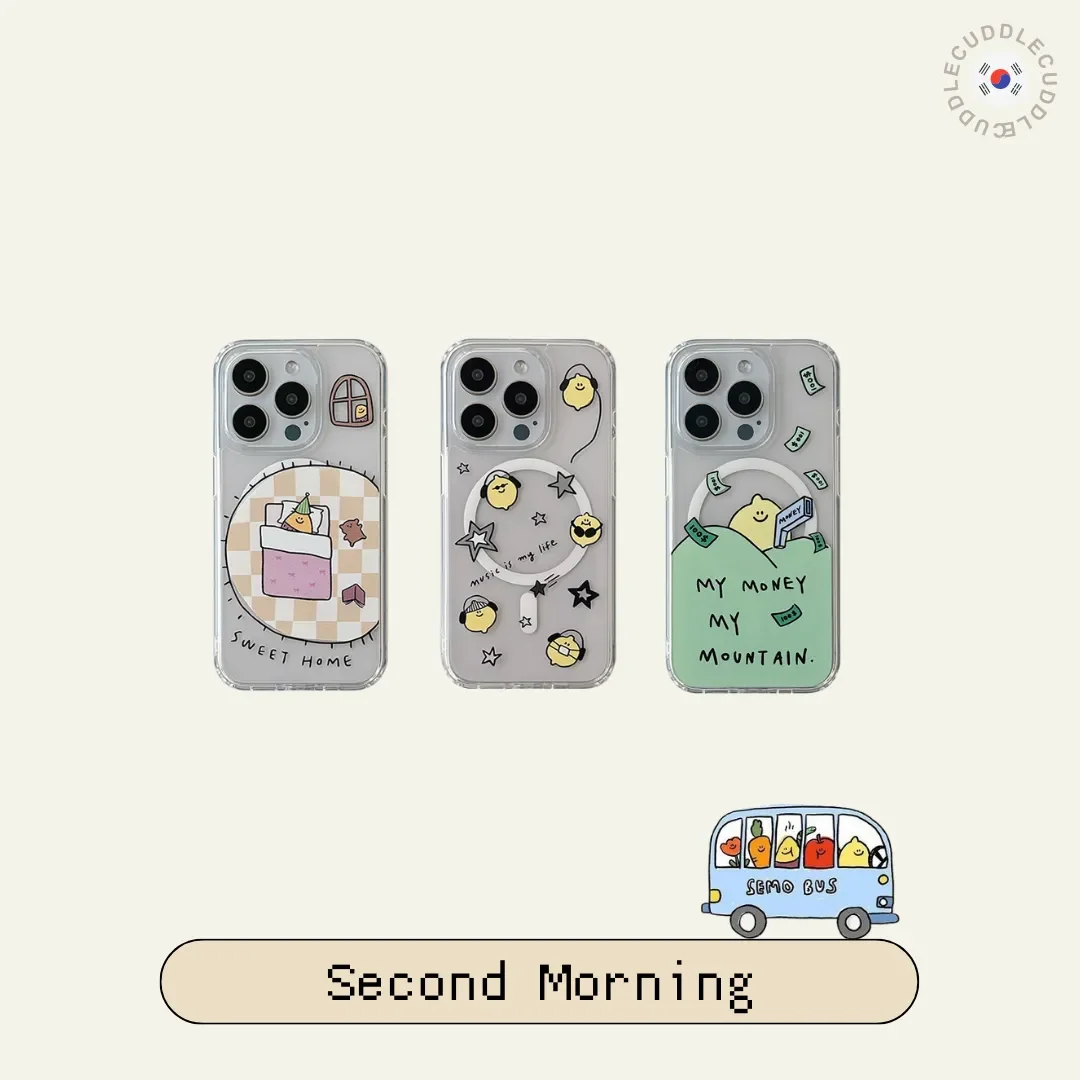 Korean Seconds Morning Magnetic Phone Case for Samsung Galaxy S25 S24 S23 S22 S21 S20 FE Edge Plus Ultra 5G Soft Clear TPU Cover