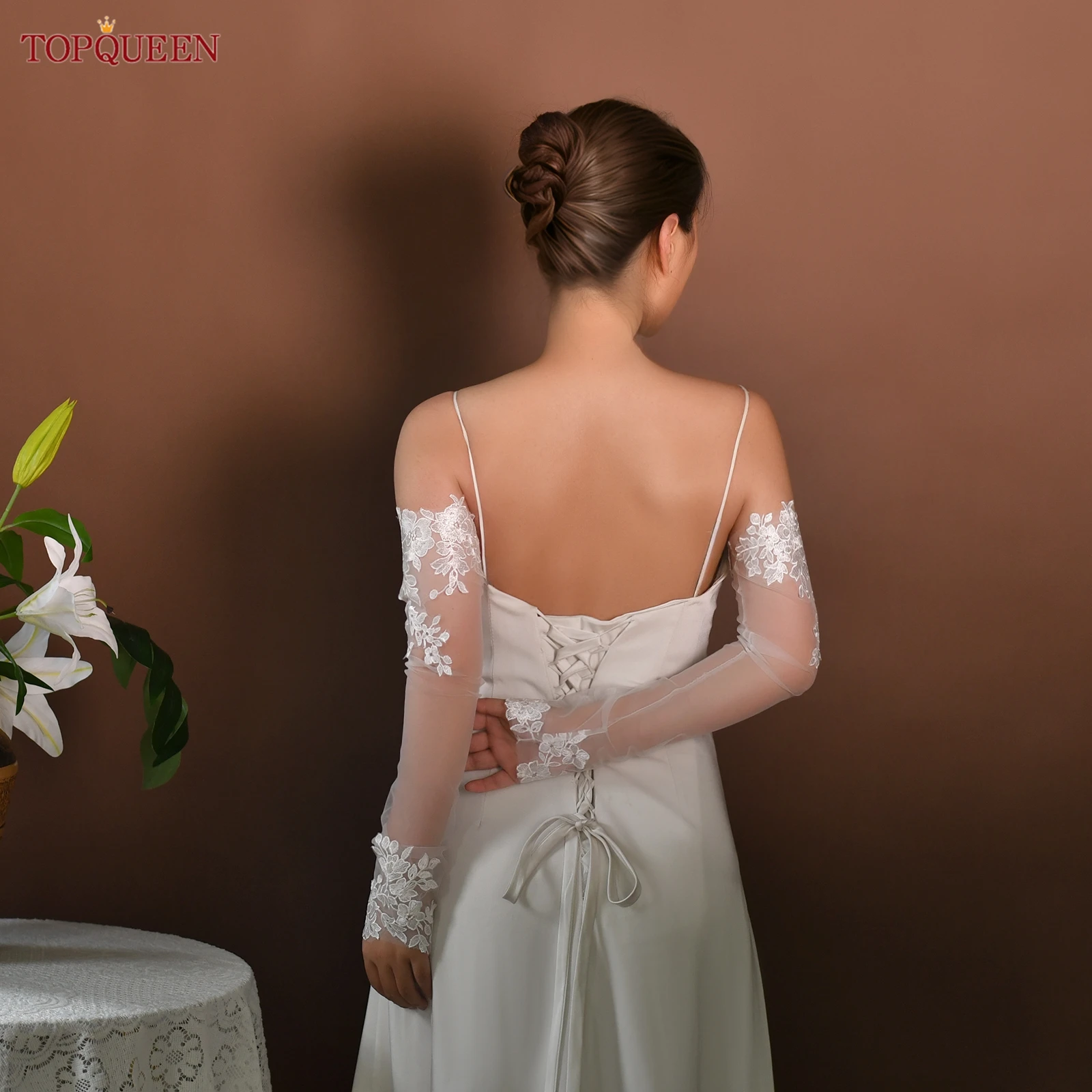 

TOPQUEEN свадебные перчатки изысканные сетчатые кружевные свадебные перчатки без пальцев свадебные аксессуары «сделай сам» настраиваемые Vm46